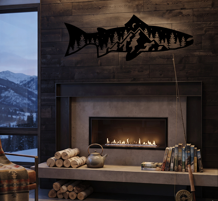 Trout Fish Metal Wall Art – Fishing Decor for Lake House &amp; Cabin