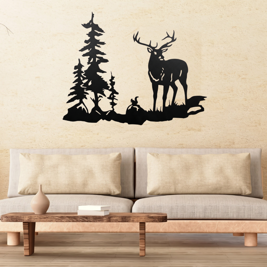 Forest Buck Metal Wall Art – Deer Wildlife Rustic Cabin Home Decor