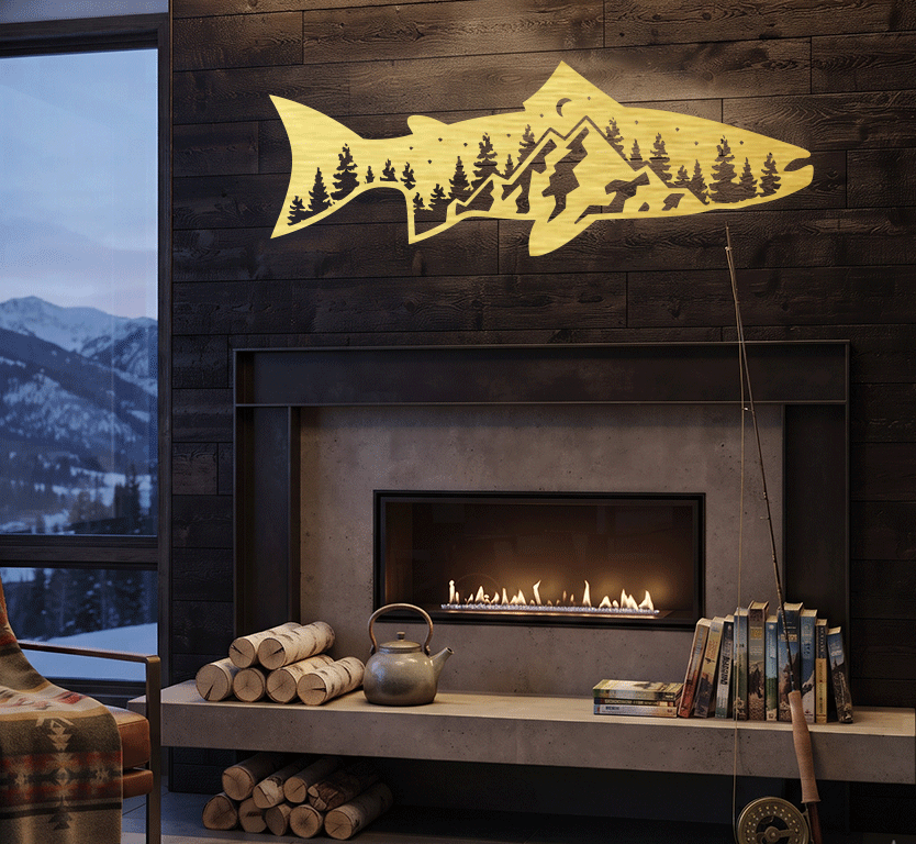 Trout Fish Metal Wall Art – Fishing Decor for Lake House &amp; Cabin
