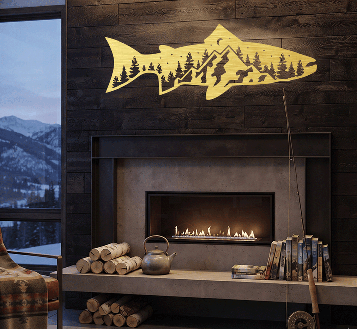 Trout Fish Metal Wall Art – Fishing Decor for Lake House &amp; Cabin