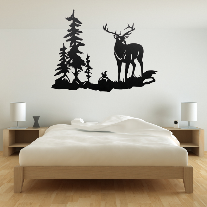 Forest Buck Metal Wall Art – Deer Wildlife Rustic Cabin Home Decor