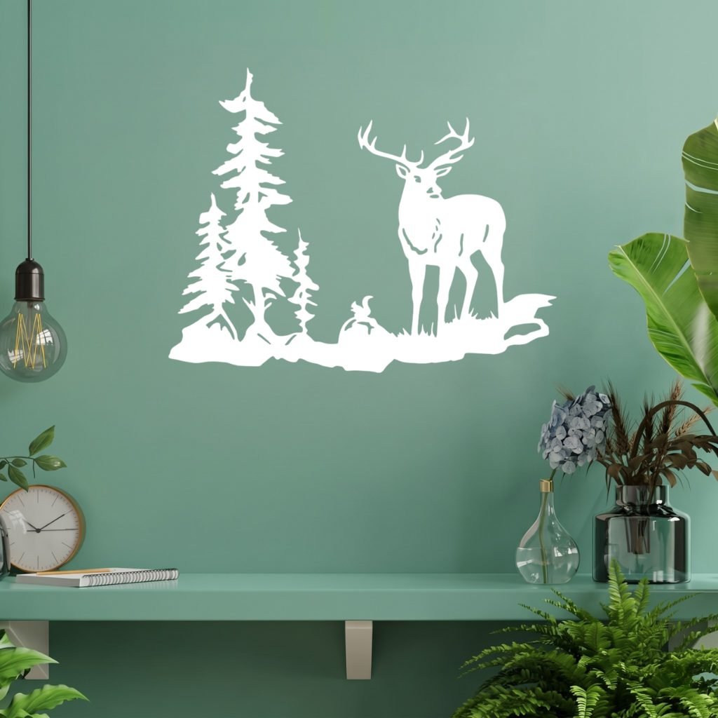 Forest Buck Metal Wall Art – Deer Wildlife Rustic Cabin Home Decor