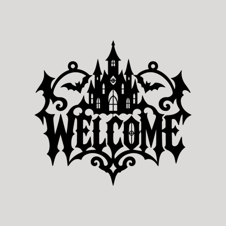 Halloween Castle Welcome Metal Wall Art