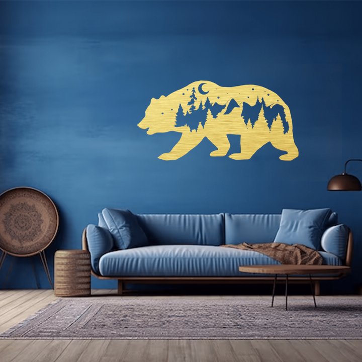 Bear Metal Wall Art – Rustic Wildlife Cabin Home Decor