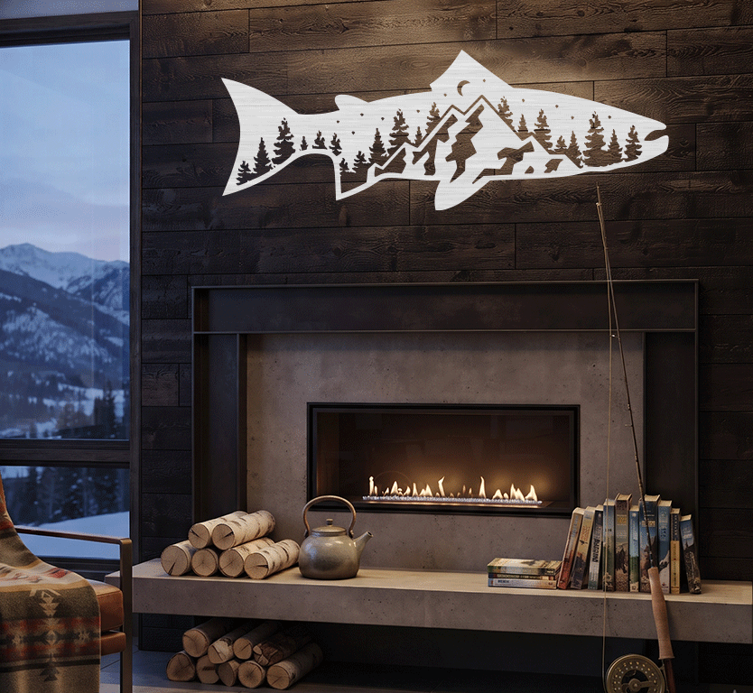 Trout Fish Metal Wall Art – Fishing Decor for Lake House &amp; Cabin