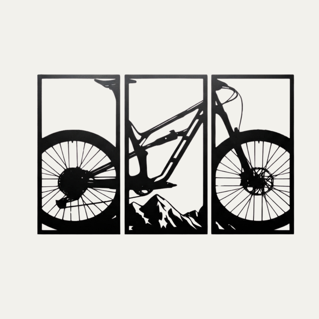 Mountain Bike 3 Piece Metal Wall Art Set – MTB Cycling Sports Wall Decor