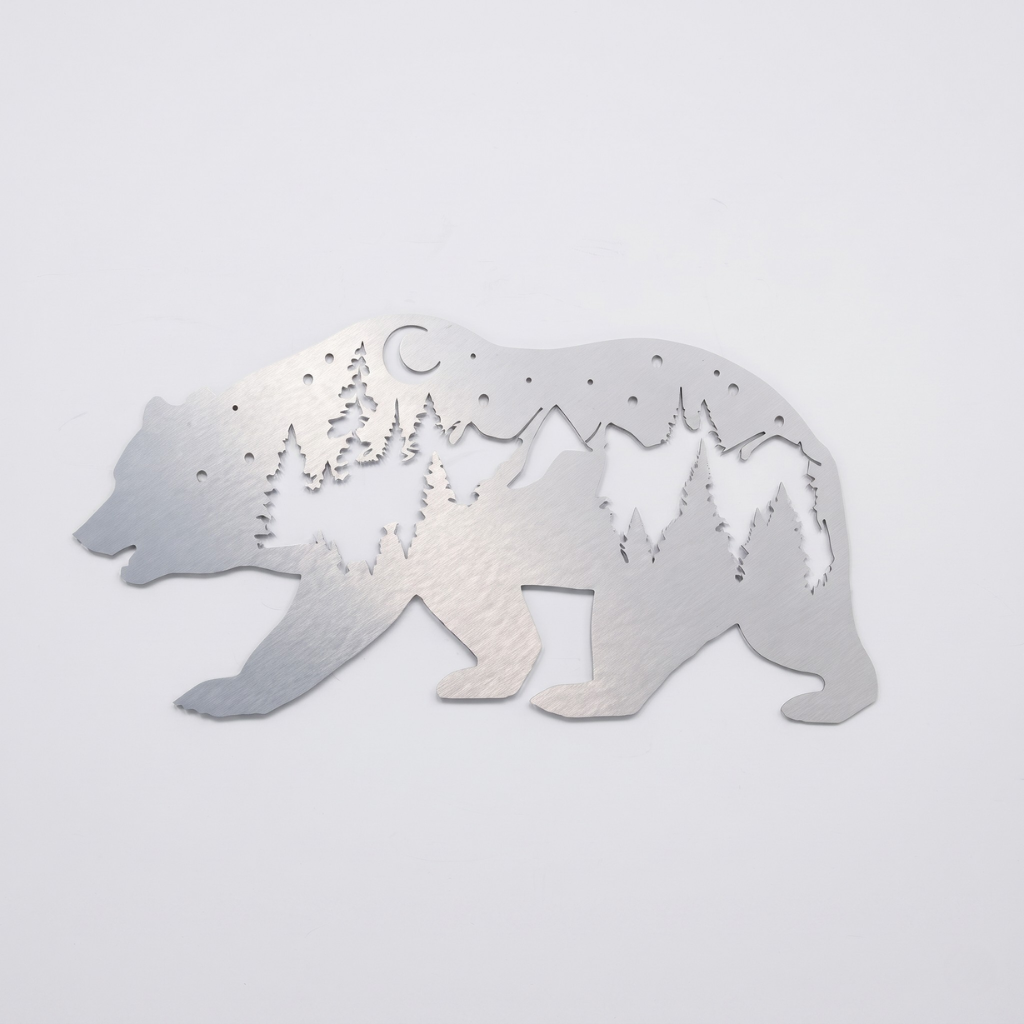 Bear Metal Wall Art – Rustic Wildlife Cabin Home Decor