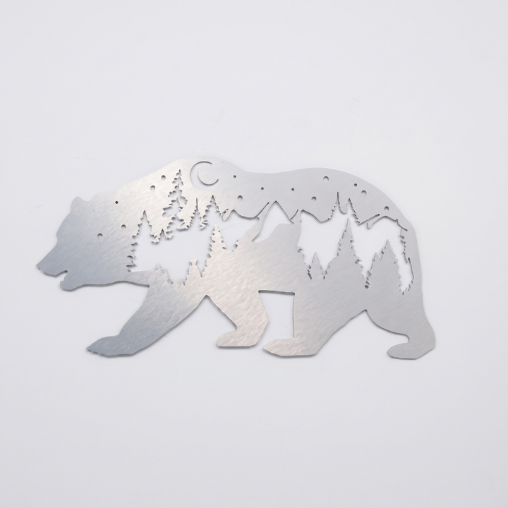 Bear Metal Wall Art – Rustic Wildlife Cabin Home Decor
