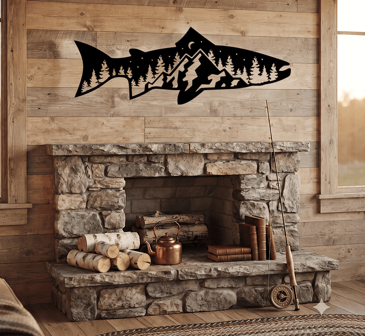 Trout Fish Metal Wall Art – Fishing Decor for Lake House &amp; Cabin