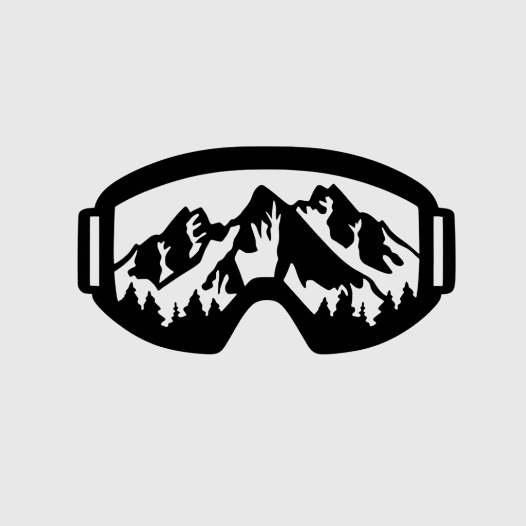 Snow Mountain Goggles Metal Wall Art – Ski Lodge Winter Sports Wall Decor