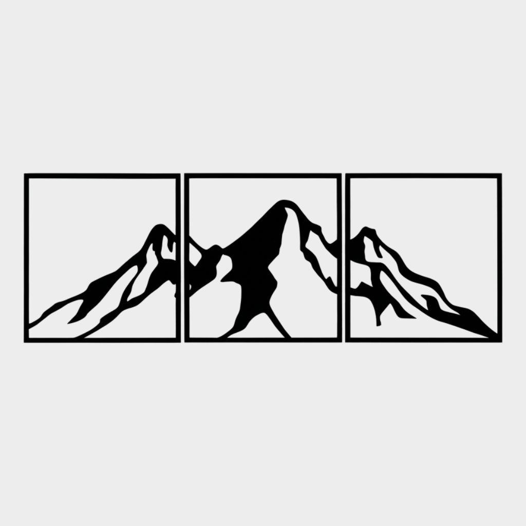 Mountain Range 3 Piece Metal Wall Art Set – Large Landscape Wall Decor