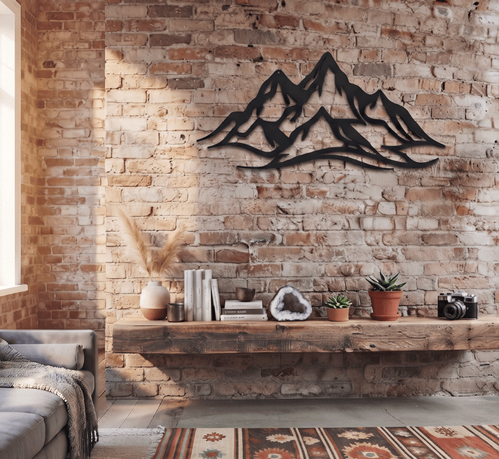 Mountain Range Metal Wall Art – Panoramic Nature Wall Decor