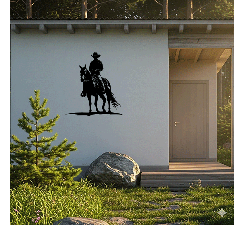 Cowboy on Horse Metal Wall Art