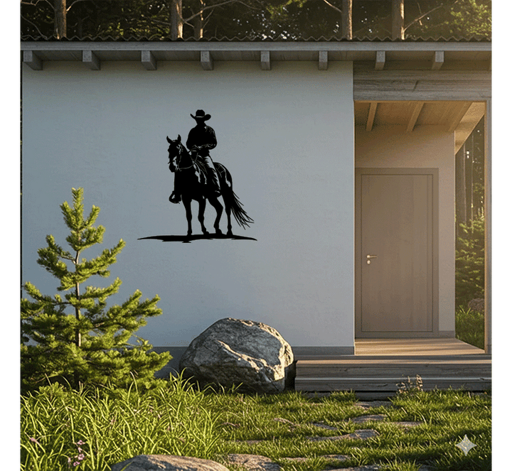 Cowboy on Horse Metal Wall Art