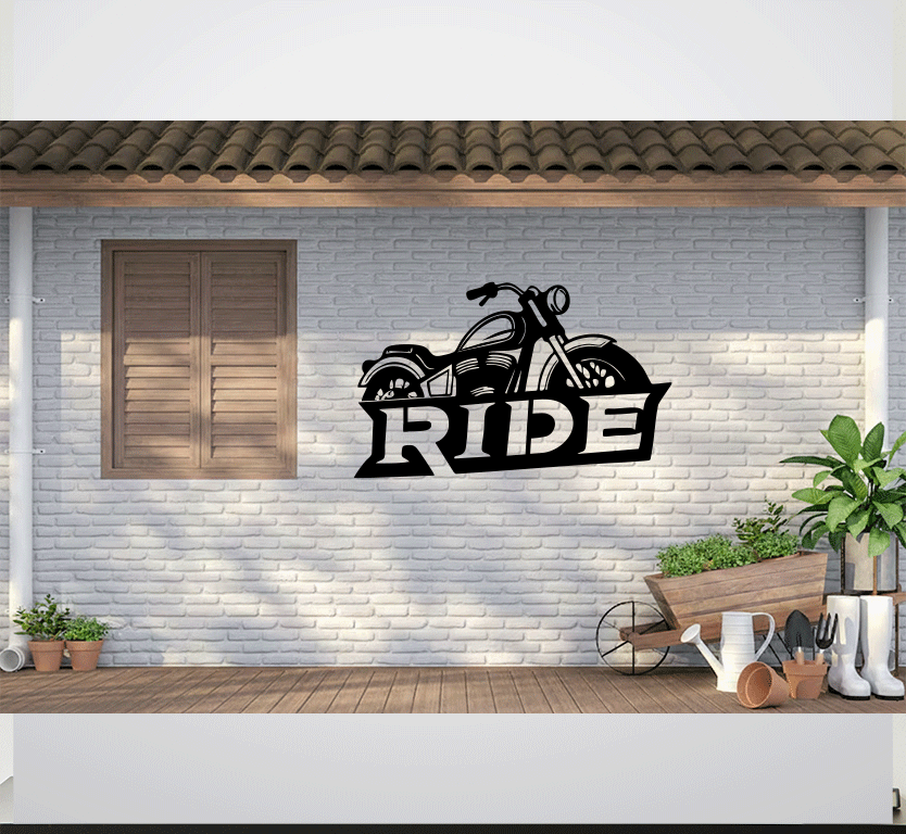 Ride Motorcycle Metal Wall Art
