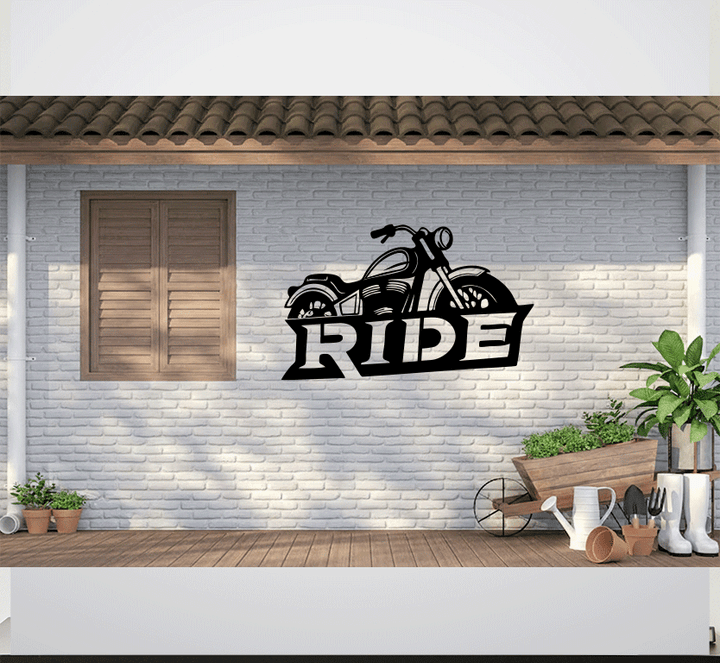 Ride Motorcycle Metal Wall Art