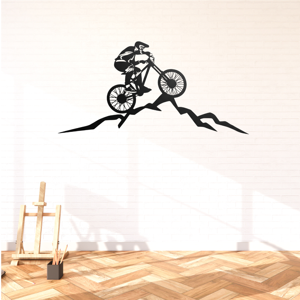 Mountain Biker Metal Wall Art – Recycled Aluminum