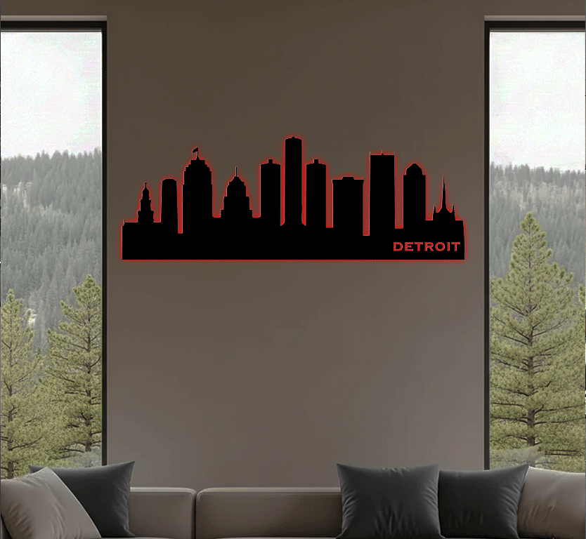Detroit Skyline Metal Wall Art, view 7 by MetalPlex