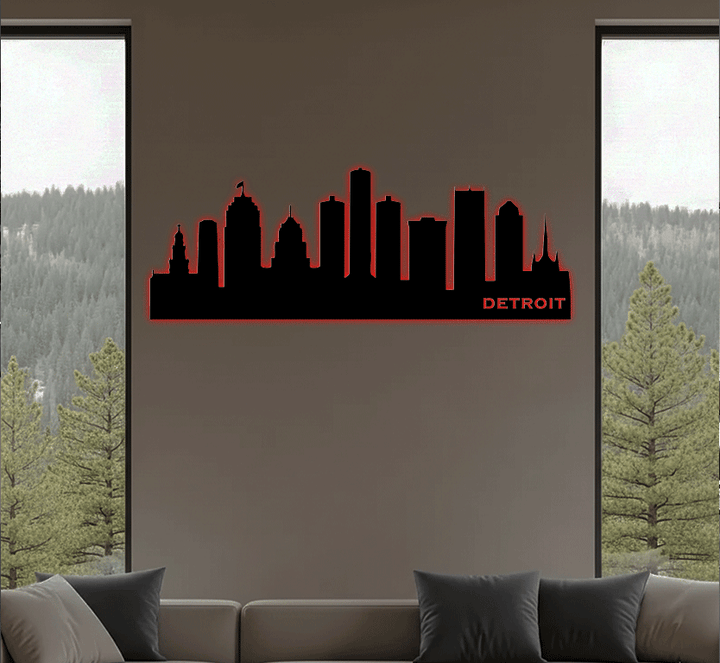 Detroit Skyline Metal Wall Art, view 7 by MetalPlex