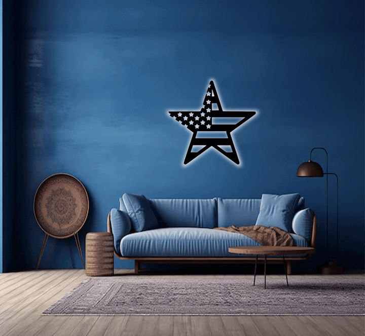 American Flag Star Metal Wall Art, view 6 by MetalPlex