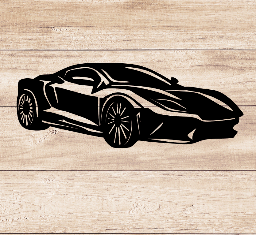 Super Car Silhouette Metal wall Art