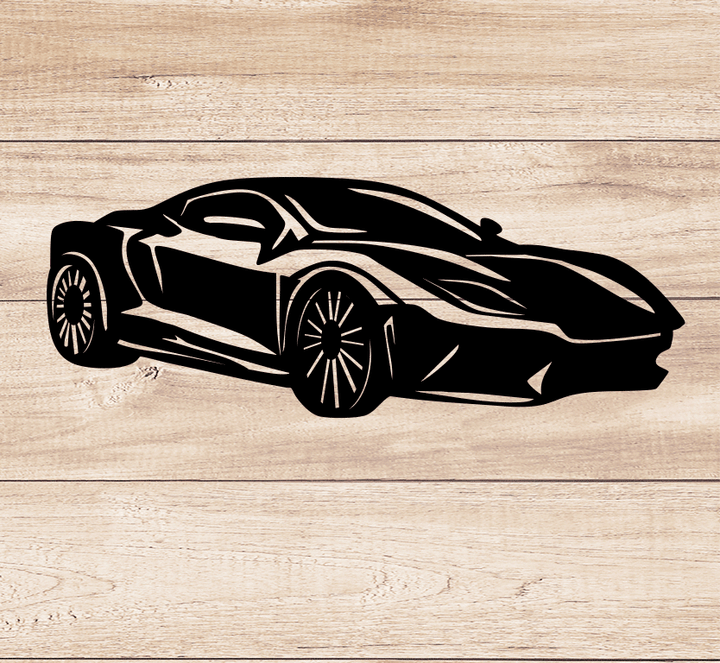 Super Car Silhouette Metal wall Art
