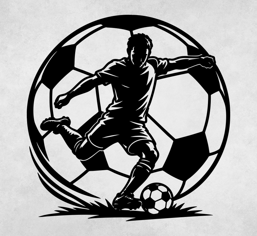 Soccer Player Action Metal Wall Art by MetalPlex