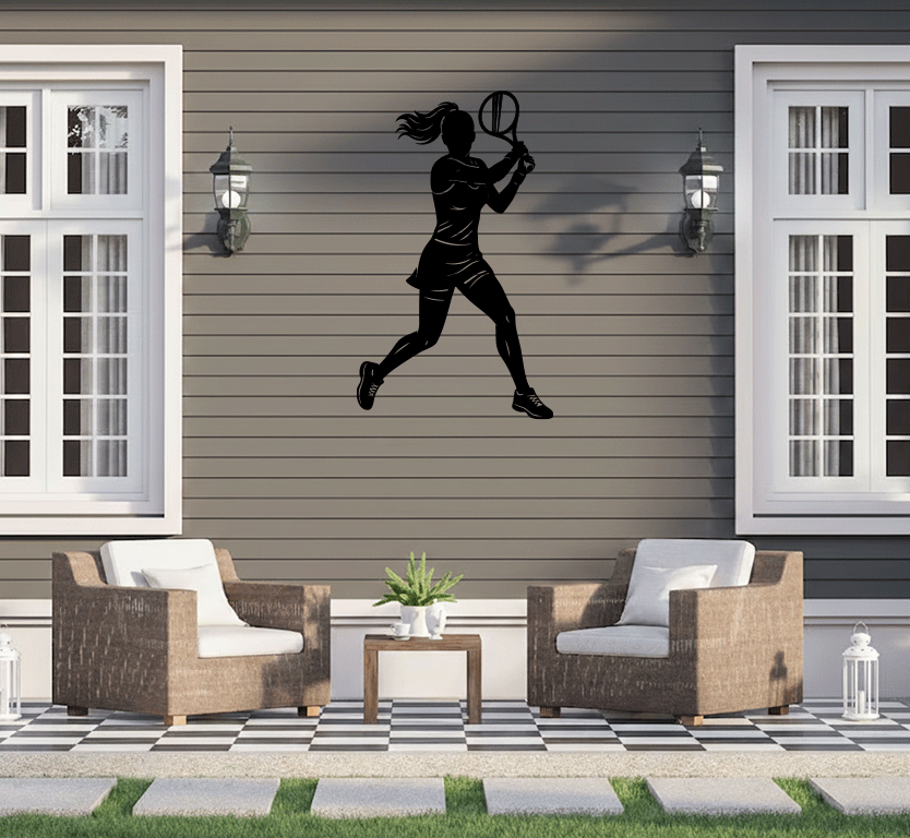 Female Tennis Player Metal Wall Art