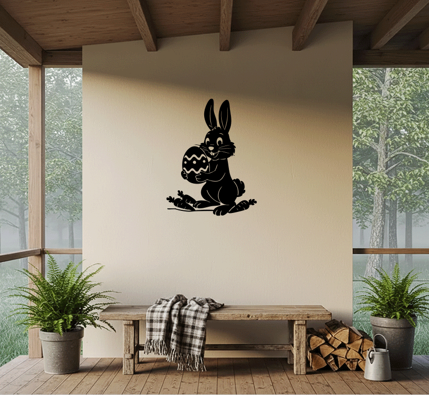 Happy Easter Bunny Metal Wall Art, view 8 by MetalPlex