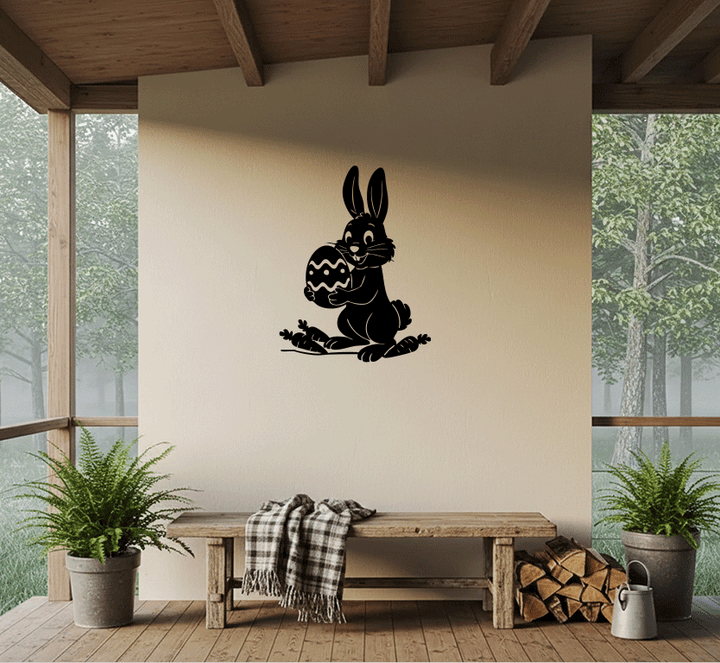 Happy Easter Bunny Metal Wall Art, view 8 by MetalPlex