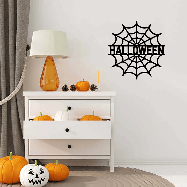 Halloween Personalized Spider Web Name Metal Wall Art by MetalPlex