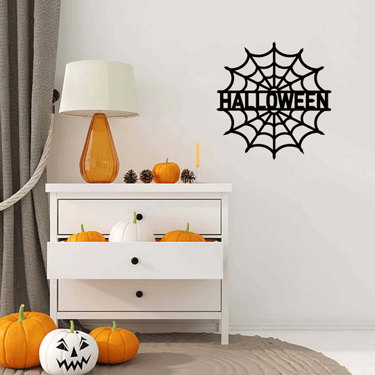 Halloween Personalized Spider Web Name Metal Wall Art
