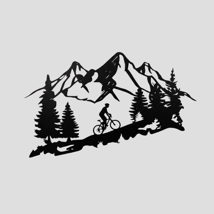 Standing Mountain Biker Metal Wall Art – MTB Cycling Outdoor Sports Decor