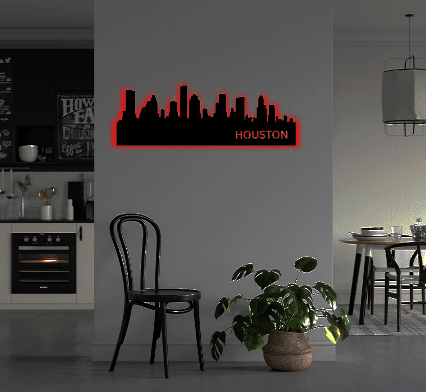 Houston Skyline Metal Wall Art, view 9 by MetalPlex
