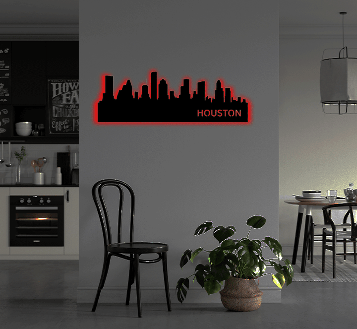 Houston Skyline Metal Wall Art, view 9 by MetalPlex