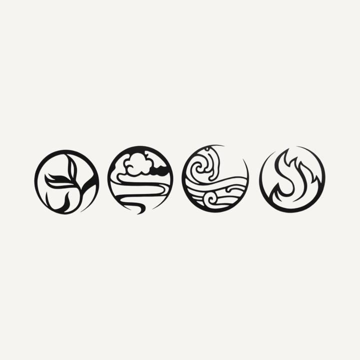 Four Elements Alternative Metal Wall Art – Earth Wind Fire Water Wall Decor