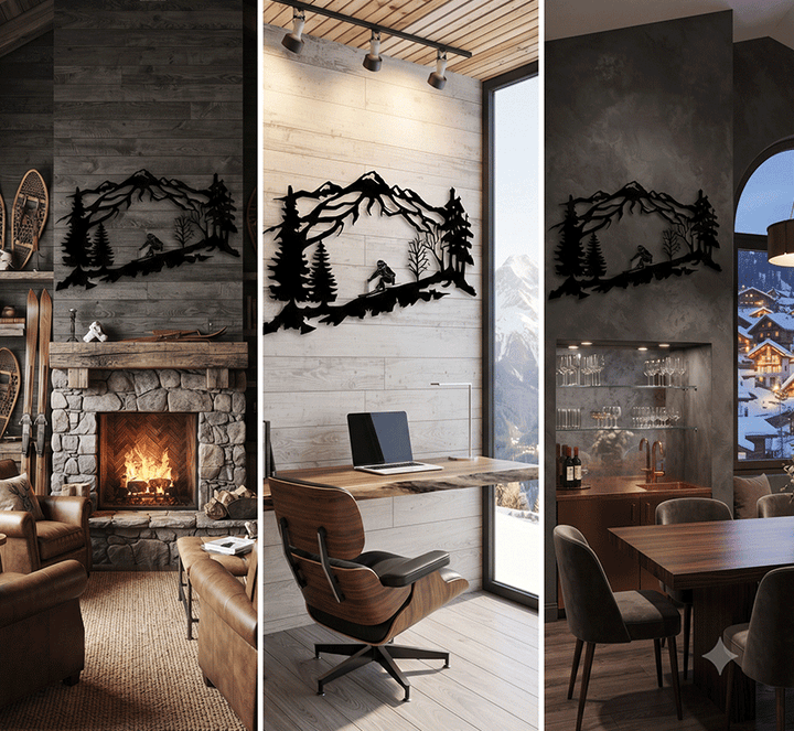 Mountain Skier Metal Wall Art – Ski Lodge Winter Sports Wall Decor