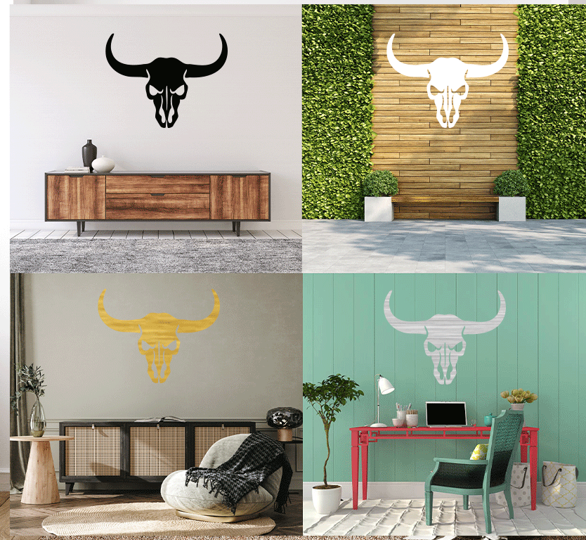 Bull Skull Metal Wall Art, view 2 by MetalPlex