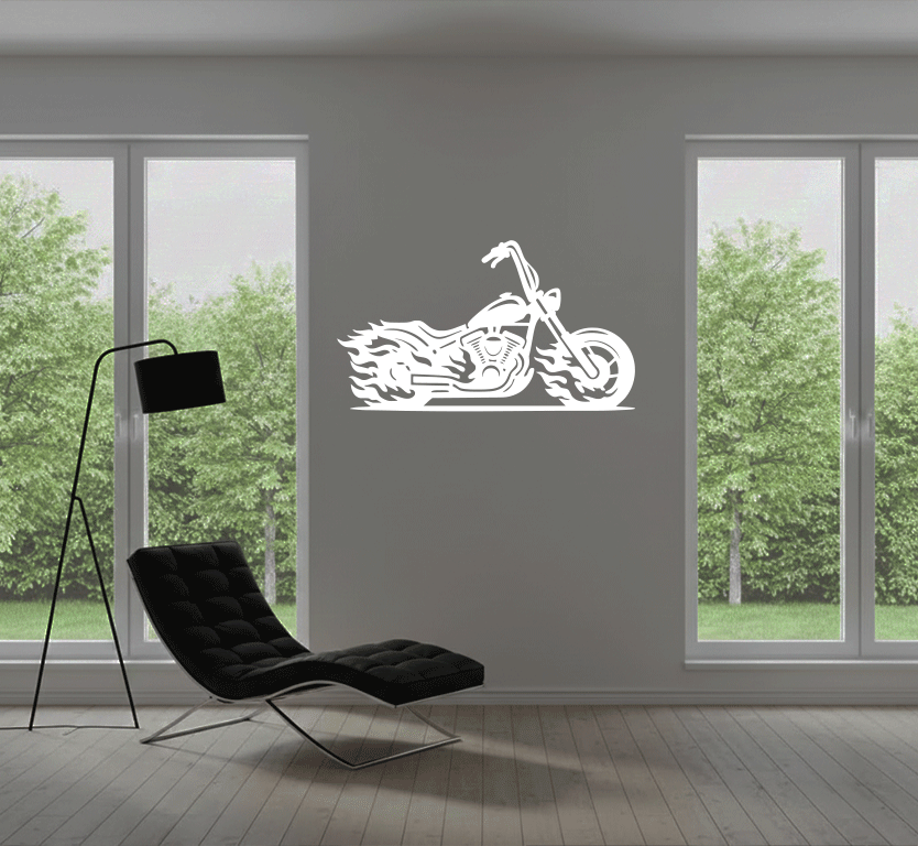 Flaming Bike Metal Wall Art, view 3 by MetalPlex
