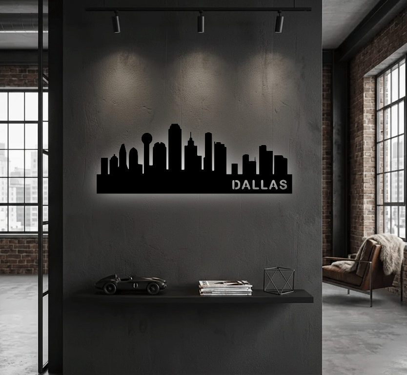 Dallas Skyline Metal Wall Art, view 11 by MetalPlex