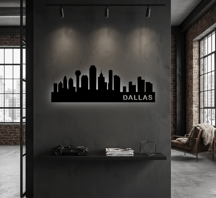 Dallas Skyline Metal Wall Art, view 11 by MetalPlex