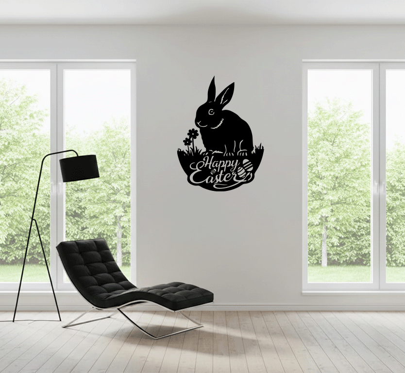 Easter Garden Bunny Metal Wall Art
