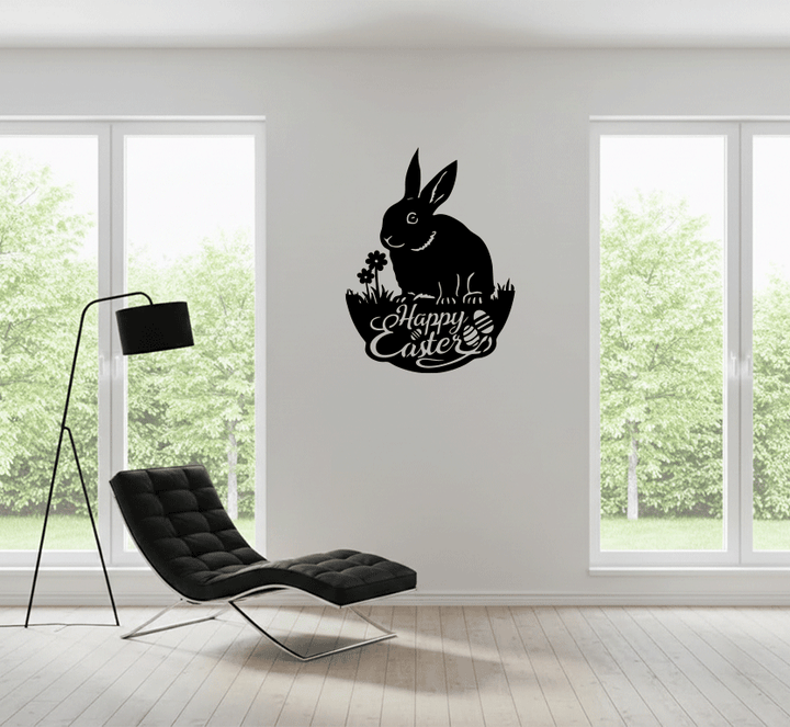 Easter Garden Bunny Metal Wall Art