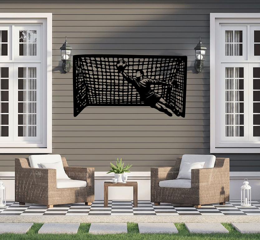 Soccer Goalkeeper Goal Net Save Metal Wall Art