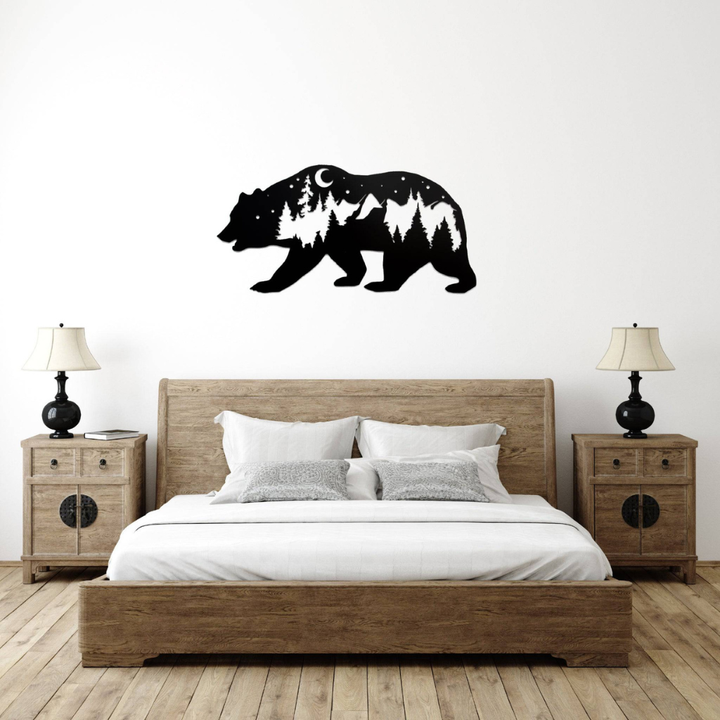 Bear Metal Wall Art – Rustic Wildlife Cabin Home Decor