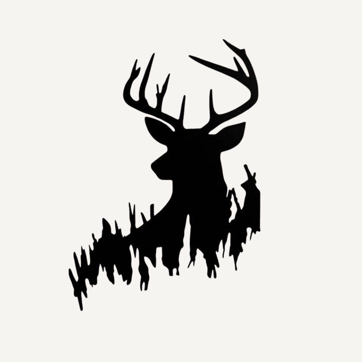 Deer in the Woods Metal Wall Art – Wildlife Nature Cabin Home Decor