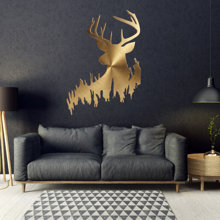 Deer in the Woods Metal Wall Art – Wildlife Nature Cabin Home Decor
