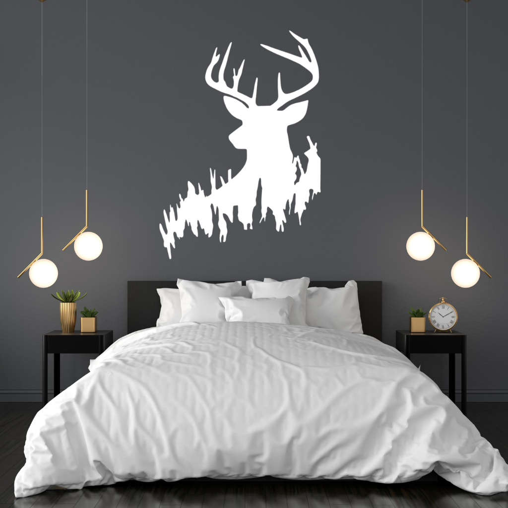 Deer in the Woods Metal Wall Art – Wildlife Nature Cabin Home Decor