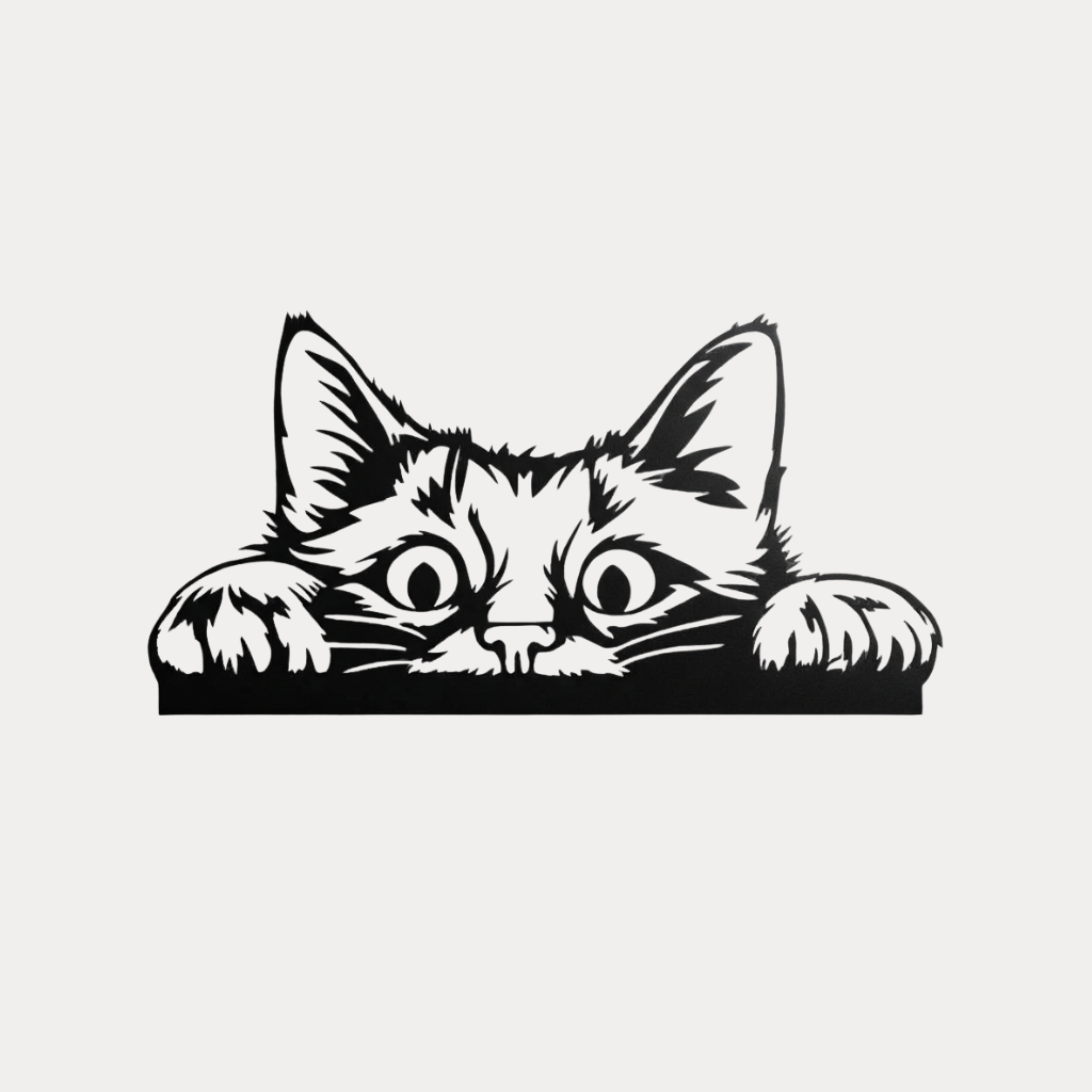 Peeking Cat Metal Wall Art – Cute Cat Lover Home &amp; Living Room Decor