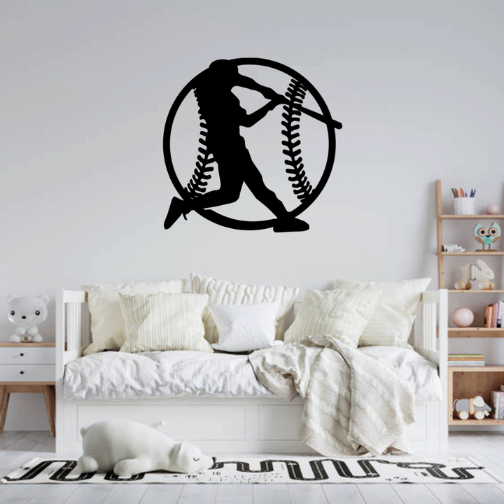Baseball Metal Wall Art – Sports Fan Game Room Home &amp; Office Decor